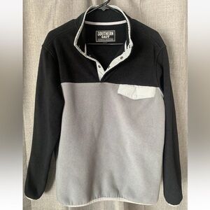 Southern Grit Fleece Sweater Small Mens Chest Pocket Quarter Snap